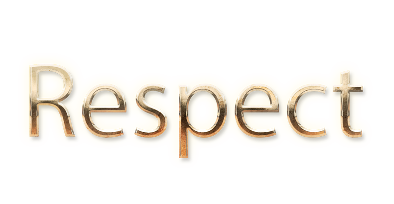 WORD RESPECT gold text typography PNG images free
